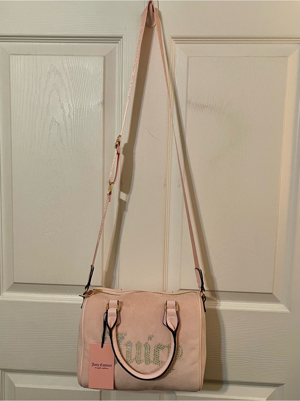 NWT JUICY COUTURE OBSESSION SATCHEL Rhinestone Logo BLUSH PINK BAG